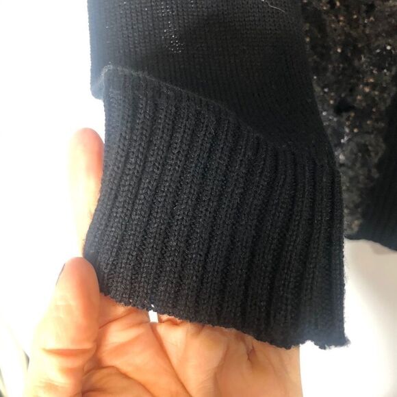 Curio New York Knit Detail Cardigan Black Tan Gold - Picture 7 of 13